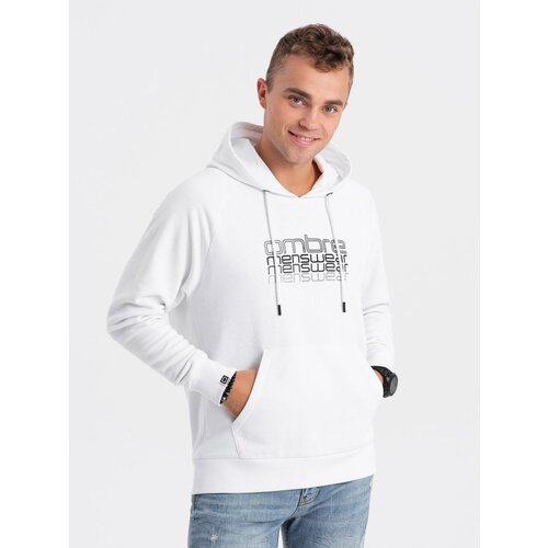 Ombre Men's unlined hooded sweatshirt with print - white Cene