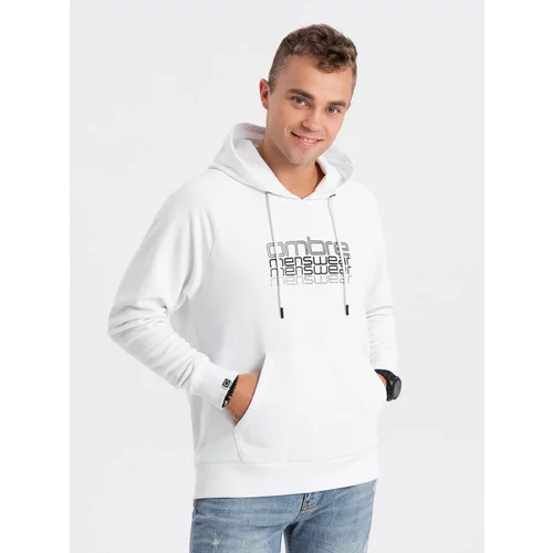 Ombre Men's unlined hooded sweatshirt with print - white
