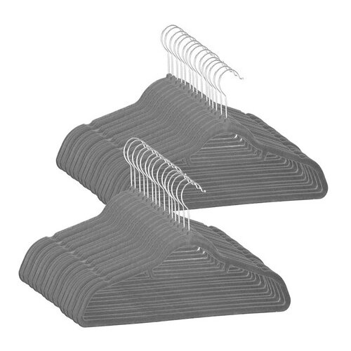 Springos Stojala za oblačila, komplet Premium Grey Velvet, 30 kosov., (21629311) Slike