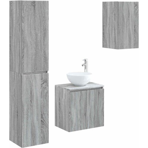  Set namje&amp;scaron;taja za kupaonicu 3 kom. Siva Sonoma 33 x 34.5 x 160 cm Slike