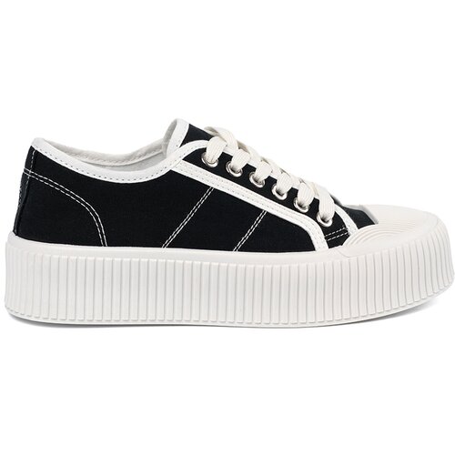 Shelvt Black lace-up sneakers with a thick sole Slike