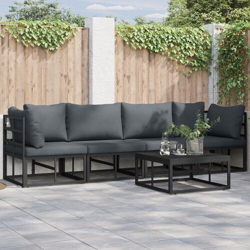 vidaXL Vrtna sedežna garnitura 5 pcs Črna 70 x 70 x 32 cm Aluminij Cene