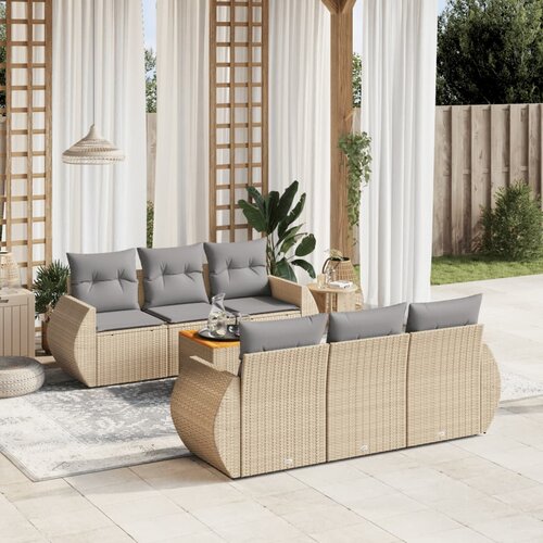 vidaXL 7-dijelni set vrtnih sofa od poliratana s jastucima bež Cijene