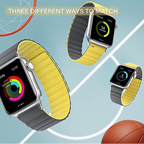  Silikonska narukvica za Apple Watch sa magnetom sivo zuta 42/44mm Slike