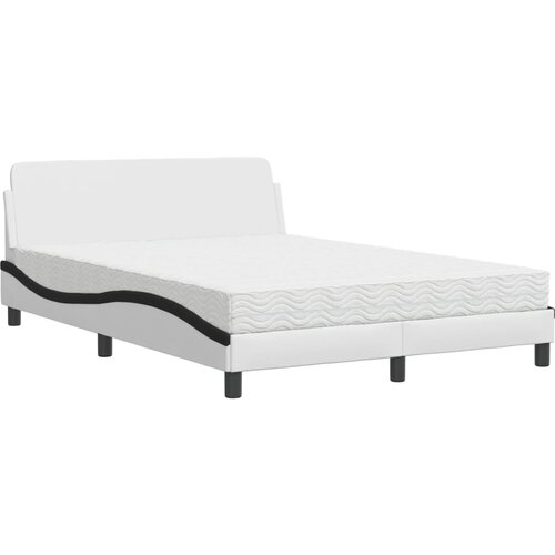 VidaXL Postelja z vzmetnico bela in črna 120x200 cm umetno usnje, (21204723) Slike