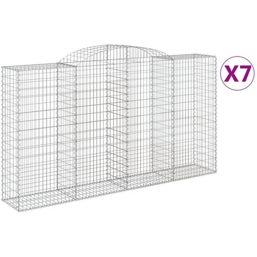 vidaXL Obokane gabion košare 7 kosi 300x50x160/180 cm pocinkano železo, (21000341) Cene