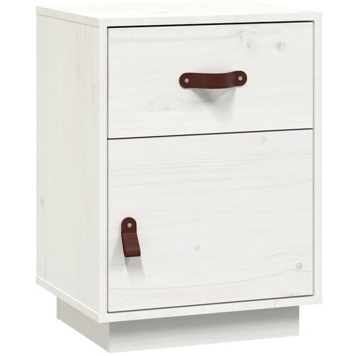 Maison Chic Nočna omarica - Nočna miza bela 40x34x55 cm trdna borovina, (21687148) Slike