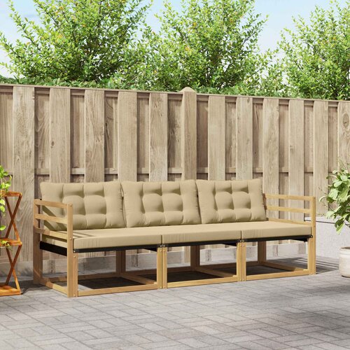  Set vanjskih sofa s jastukom 3 pcs Bijela i bež Cijene