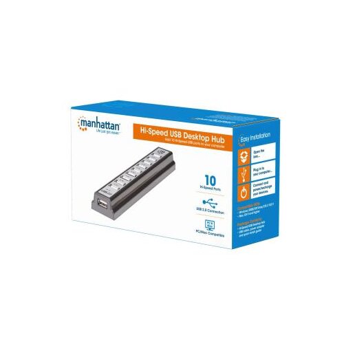  USB HUB --&amp;gt; 10x USB 2.0, Bus/AC Powered, Manhattan 161572 Slike