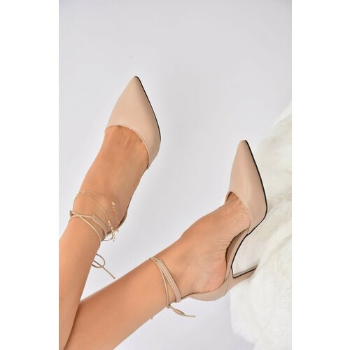 Fox Shoes Women's Nude Color Pointed Toe Heeled Shoes Cene