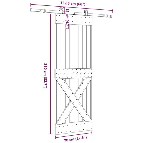 vidaXL Klizna vrata s priborom za montažu 70 x 210 cm masivna borovina Cijene