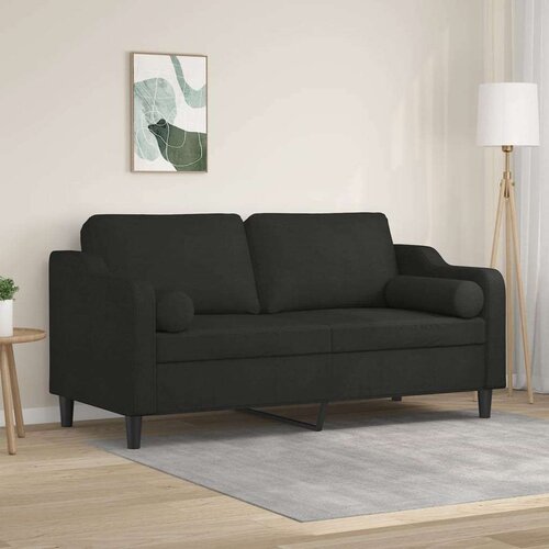  Kavč dvosed z blazinami črn 140 cm blago Cene