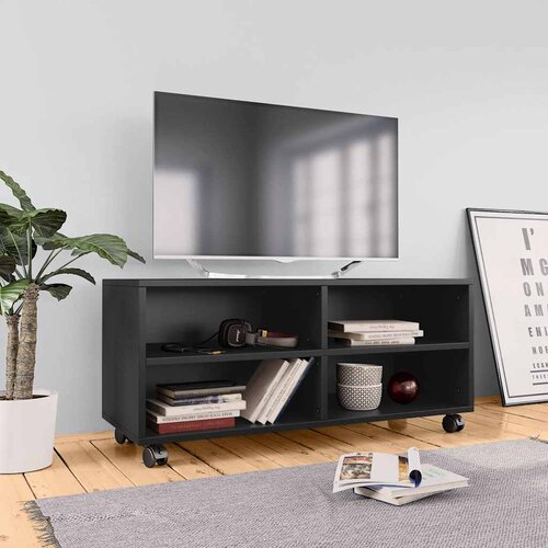 TV ormarić s kotačima crni 90 x 35 x 35 cm konstruirano drvo Cijene