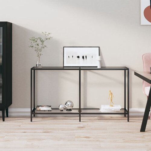 VidaXL Konzolna mizica prozorna 140x35x75,5 cm kaljeno steklo Slike