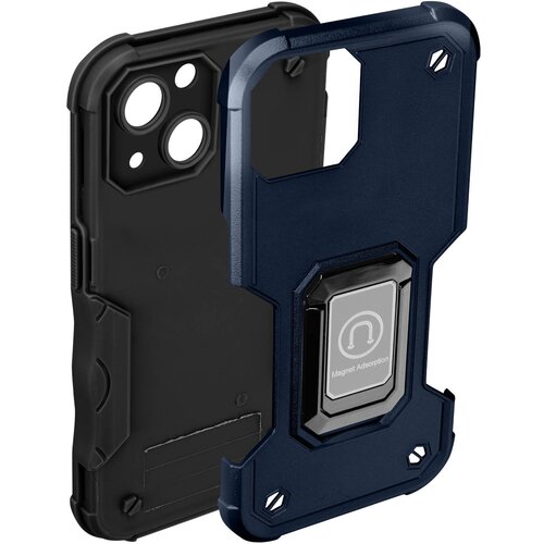 AVIZAR Ovitek za iPhone 14, odporen na udarce, iz dveh materialov, nedrsec in magnetni podporni obroc - moder, (20639715) Cene