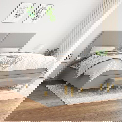  The Living Store Box spring postelja z vzmetnico svetlo siva 160x200 cm žamet - Box Spring Postelja, (21493025) Cene