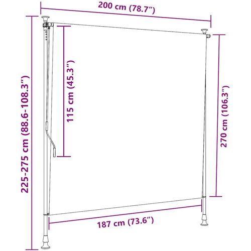  Vanjska roleta plavo-bijela 200 x 270 cm od tkanine i čelika Slike