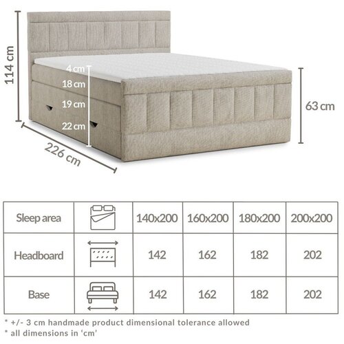 Maison de R&amp;ecirc;ve Smeđi boxspring krevet s prostorom za odlaganje 180x200 cm Caya &amp;ndash; Slike