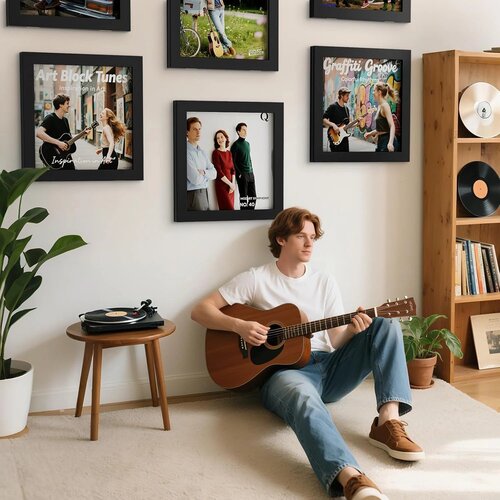 EMFOGOO 2x okvir za vinilne plo&amp;scaron;če 12 &amp;times; 12&amp;quot;, črn Slike