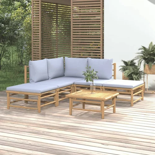  sedežna garnitura 6-delna svetlo sive blazine bambus