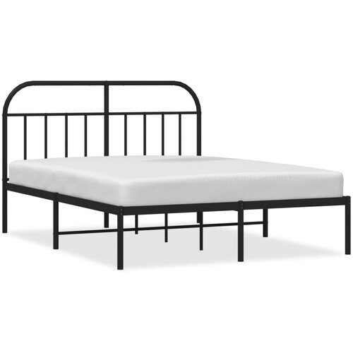 Maison Chic Kovinski Posteljni okvir - Dvoposteljna postelja - Zakonska postelja z vzglavjem črn 140x200 cm, (21692986) Slike