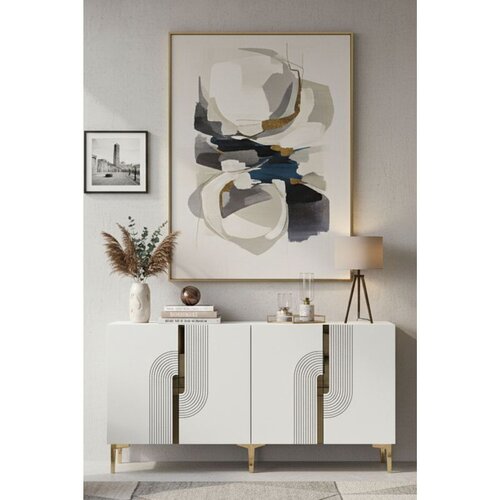 Hanah home komoda Meyra 180, 180 cm, bela / zlatna Cene