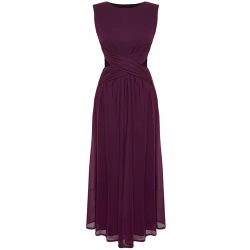 Trendyol Purple Window/Cut Out Detailed Tulle Elegant Evening Dress