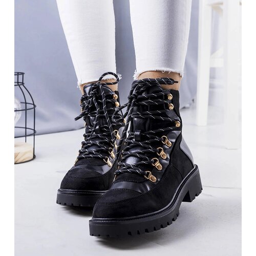 Gemre Black insulated ankle boots workers trapper Leneo Cene