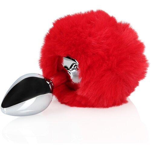 Ouch Bunny Tail with Metal Butt Plug Red Cene