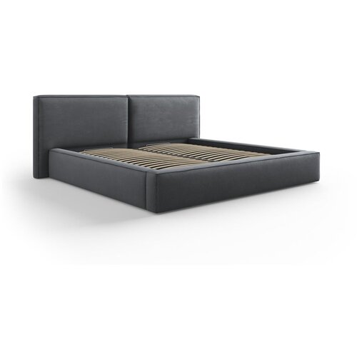 Cosmopolitan Design Tamno sivi tapecirani bračni krevet s prostorom za pohranu s podnicom 200x200 cm Arendal – Cijene