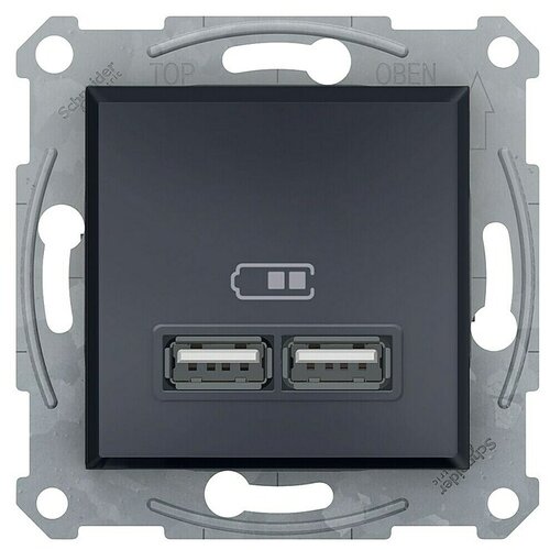 Schneider Electric Asfora Zidna utičnica s USB utorom (Antracit, 2-struko, Podžbukna montaža, Plastika) Slike