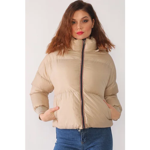 Dewberry Z6650 LADIES PUFFER COAT-BEIGE Dewberry Z6650 LADIES PUFFER COAT-BEIGE