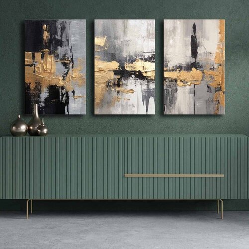 WALLXPERT dekorativno platno slikarstvo u boji 3P4570GSC-009 (set od 3 komada) Slike