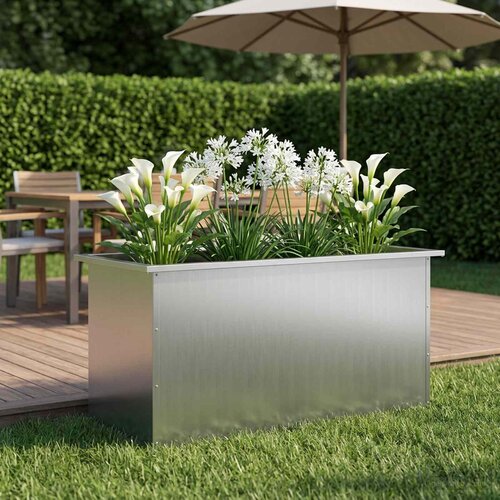  Vrtna posuda za sadnju s LED svjetlom Srebrna 50 x 100 x 48 cm Cene