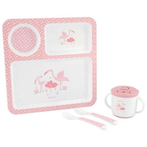Kikka Boo set posuđa 4 dela flamingo pink KKB40089 Slike