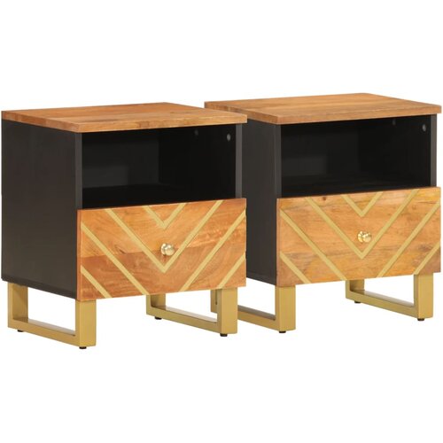 Maison Chic Dvo delni komplet Nočne omarice - Nočne mize rjava in črna cm trden mangov les, (21686790) Slike