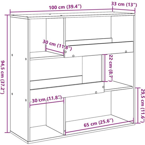 VidaXL Ormarić za knjige / sobna pregrada boja hrasta 100x33x94,5 cm Slike