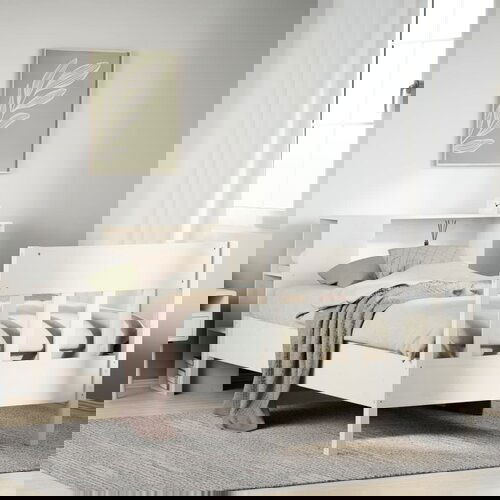 vidaXL Krevet s regalom za knjige bez madraca bijeli 90x200cm borovina Cijene