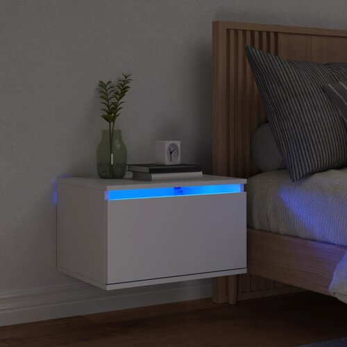  The Living Store Stenska nočna omarica z LED lučkami bela - Stenska Nočna Omarica, (21448616) Slike