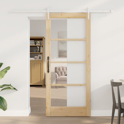 vidaXL Drsna vrata s kompleti opreme 86x198.5 cm Trdi bor, Notranja vrata z glazuro 'ORKDAL'86x198.5x4 cm Trdi bor Cene