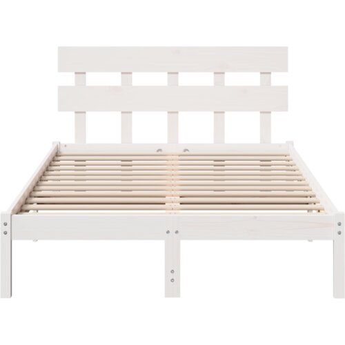 VidaXL Krevetni Okvir s Uzglavljem Bijeli 140x190 cm Od Masivne Borovine Slike