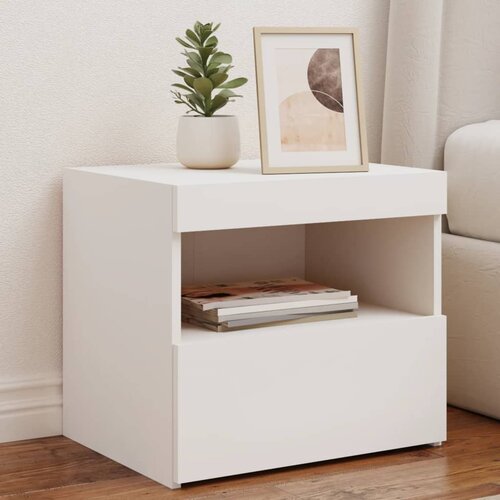  The Living Store Nočna omarica z LED lučkami 2 kosa bela 50x40x45 cm - Nočna Omarica, (21503114) Cene