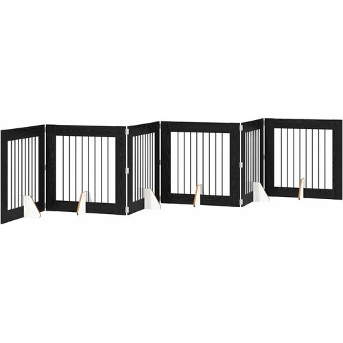  Vrata za pse s postoljem 6 pcs Crni hrast 80 x 80 cm Slike