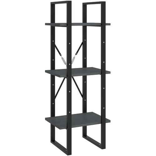 VidaXL Knjižna omara 3-nadstropna siva 40x30x105 cm trdna borovina Slike
