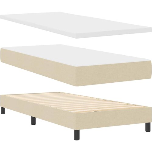  s opruga kutije s madracem Krema 100 x 200 cm tkanina Slike