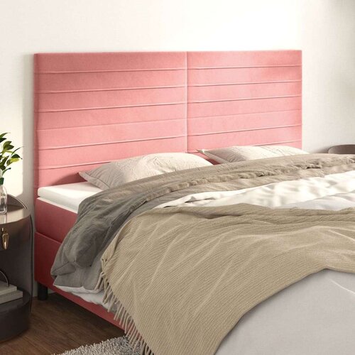  Posteljno vzglavje 4 kosa roza 90x5x78/88 cm žamet, (20952529) Slike