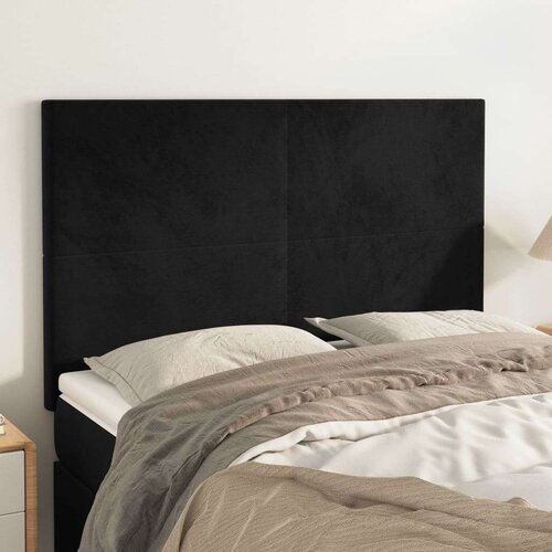  Posteljno vzglavje 4 kosa črn 72x5x78/88 cm žamet, (20952253) Cene