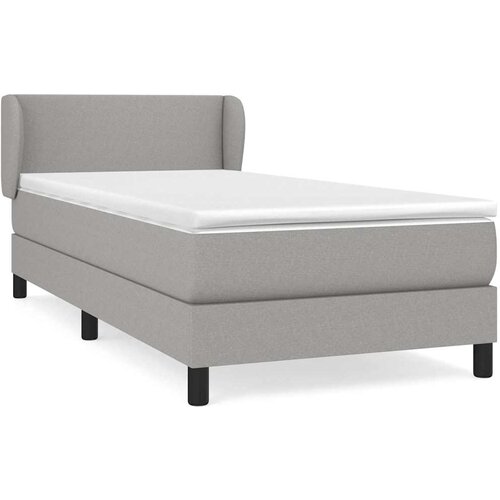 Box spring krevet s madracem svjetlosivi 90x190 cm od tkanine Slike