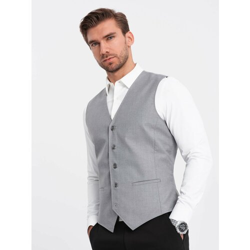 Ombre Men's suit vest without lapels - gray Slike