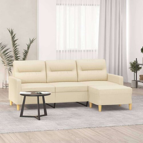  Trosjed s tabureom krem 180 cm od tkanine Cijene